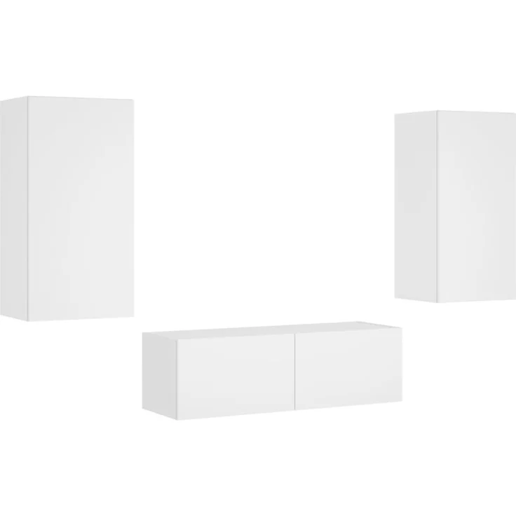 vidaXL 3-tlg. TV-Wohnwand mit LED-Leuchten Weiß 3216874 – Bild 6