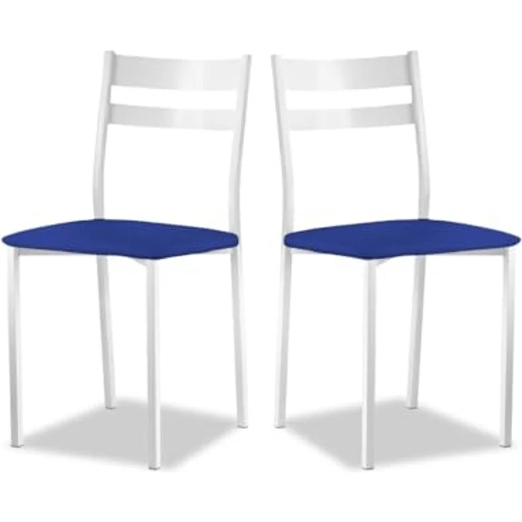 ASTIMESA Küchenstuhl aus Metall mit offener Rückenlehne, Blau, 49 x 45 x 40 cm – Bild 1