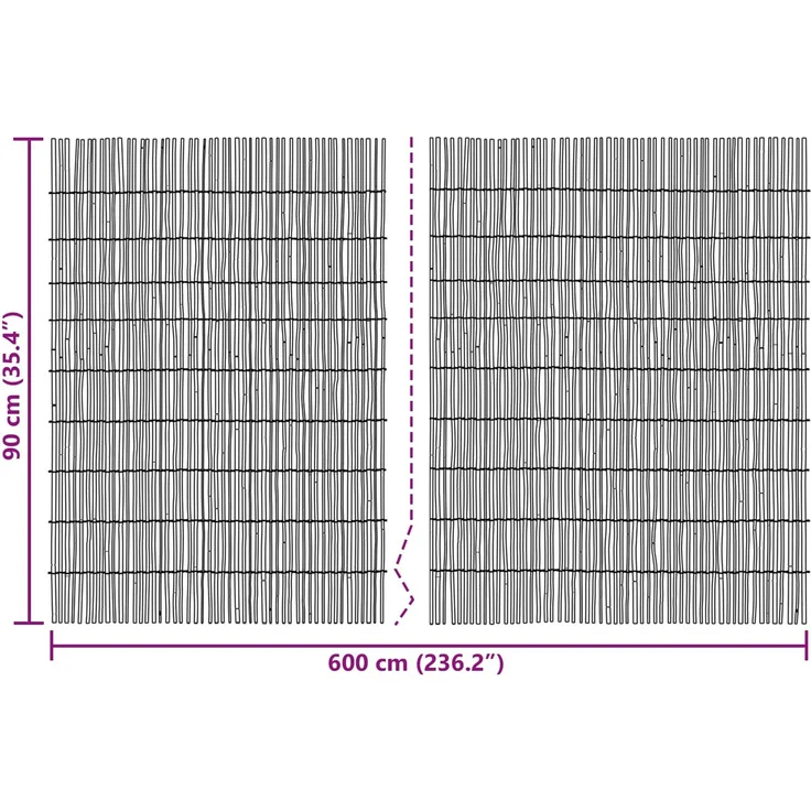 vidaXL Gartenzaun 600 x 90 cm Schilf Kohlenstoff 42031266 – Bild 7