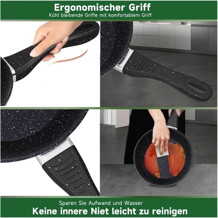 Scheffler Pfannen-Set Pfanne Ø20/24/28 cm Bratpfanne Antihaftbeschichtung Pfanne Induktion, Aluminium (Pfannenset, 3-tlg), Indukion – Bild 2