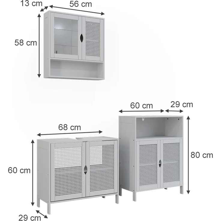 Badmöbel-Set Liora Weiß 3-teilig Vicco – Bild 2
