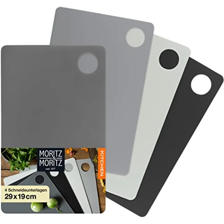 Moritz & Moritz Schneidebrett 4x Schneidematte Küche, Kunststoff, (4er-Set, 4-St), Je 29 x 19 cm - für schnelles Arbeiten – Bild 2