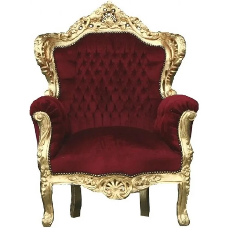 Casa Padrino Barock Thron Sessel King Bordeaux / Gold