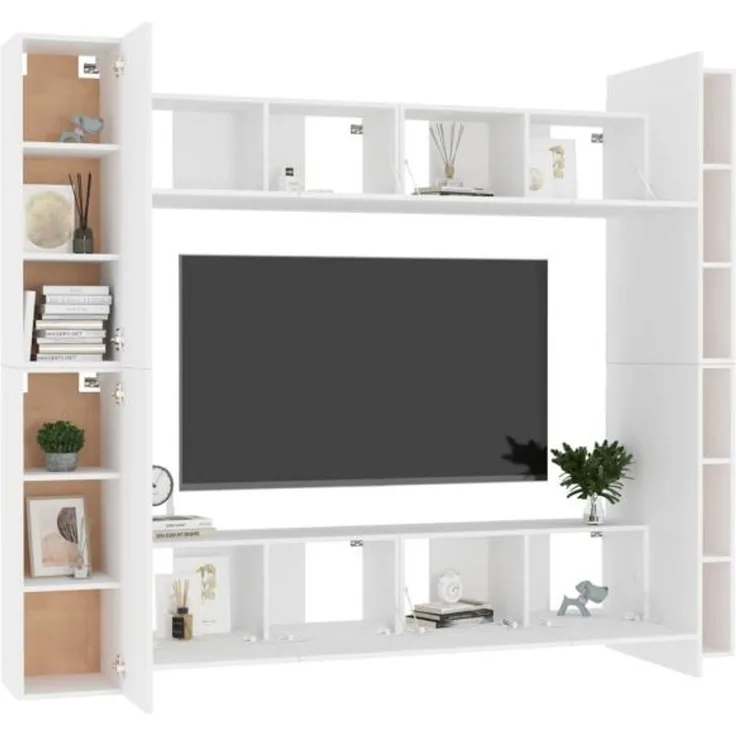 vidaXL 8-tlg. TV-Schrank-Set Weiß Spanplatte [3078650]