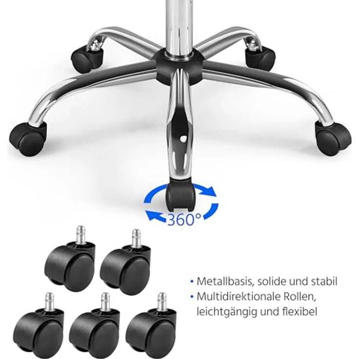 Yaheetech Schreitischstuhl ergonomisch Bürostuhl mit Armlehnen Home-Office Stuhl Drehstuhl mit Rollen Arbeitsstuhl mit Rückenlehne für Büro/Arbeitszimmer Hellgrau – Bild 8