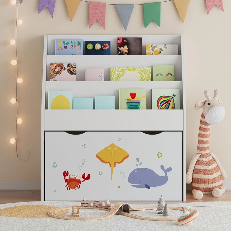 Kinderregal Aarnskona 70x63x30 cm Aqua Dream Motiv [en. casa] – Bild 3