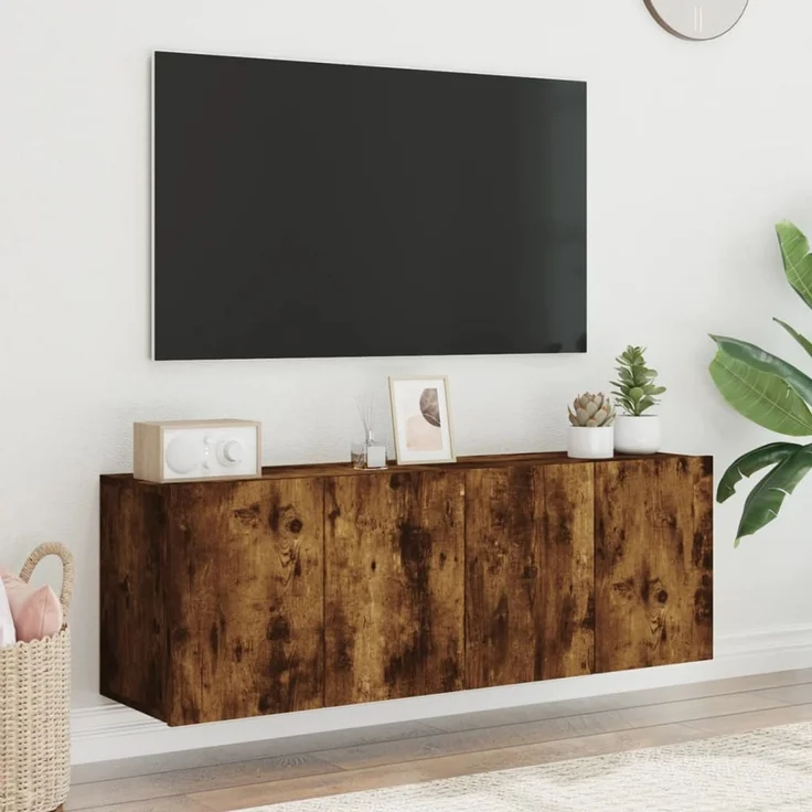 2 pcs TV-Wandschrank, TV Hängeboard Hängeschrank Räuchereiche 60x30x41 cm – Bild 4