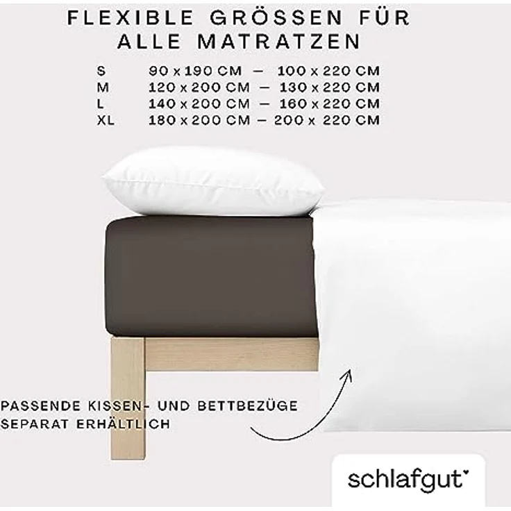 Schlafgut Spannbetttuch Pure, Sand, 120-130x200-220 cm, Oeko-Tex® zertifiziert, bügelfrei, weich und anschmiegsam, perfekt für Allergiker – Bild 4