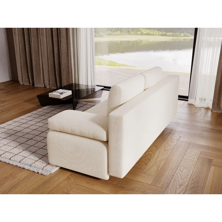 Wohnero 24 Zaya Premium Schlafsofa 201x91 cm mit Bettkasten & DL-Automatik – 201x137 cm Liegefläche, 3-Sitzer Sofa mit Schlaffunktion - Creme – Bild 5