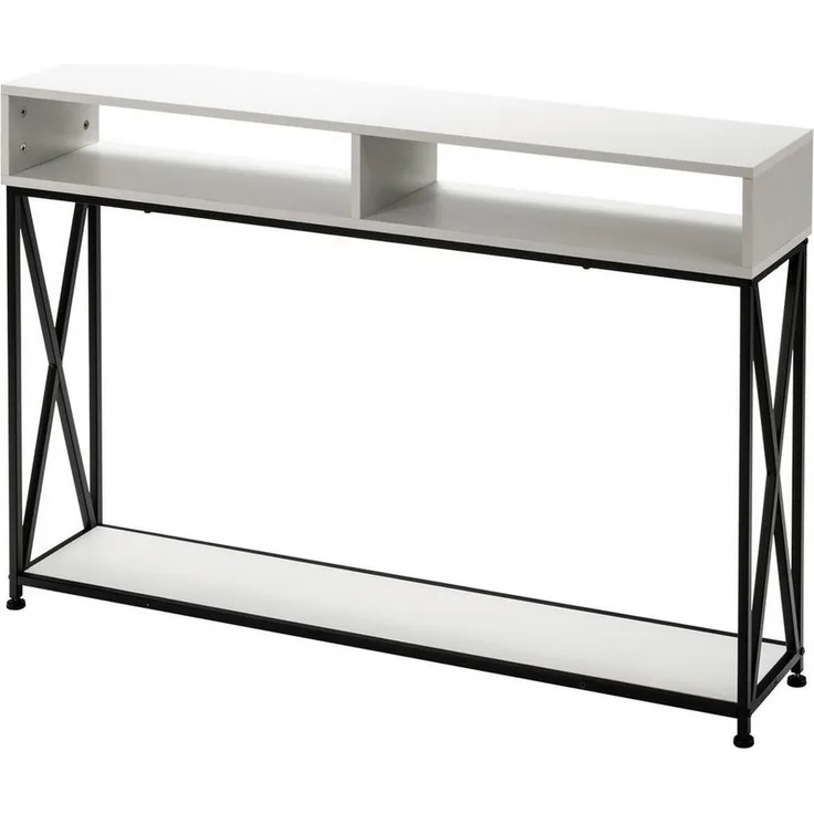 COSTWAY Konsolentisch Beistelltisch, 2 Ebenen, mit offnen Fächern, 120cm