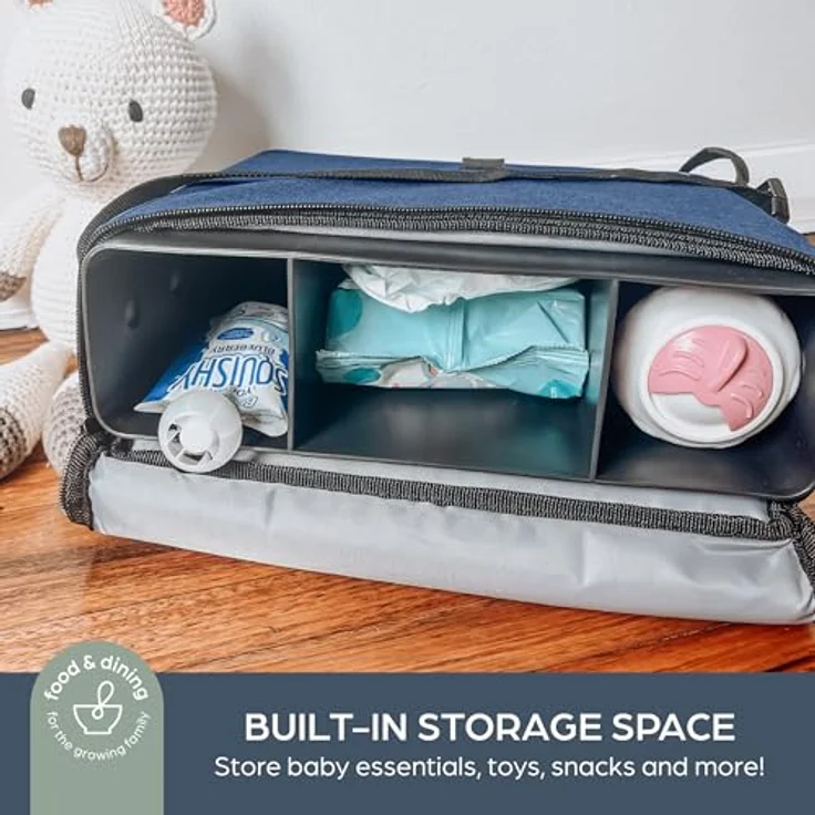 Dreambaby G6045 On-The-Go Kinder-Sitzerhöhung, tragbare Sitzerhöhung für Hochstuhl mit praktischen Staufächern, passend für die meisten Esszimmerstühle, leicht, kompakt und reisefreundlich – Navyblau – Bild 4