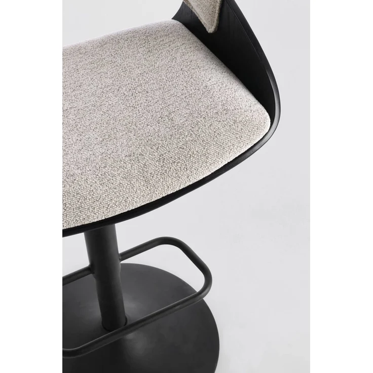 Barhocker Roxanne aus Stoff, modern drehbar und höhenverstellbar, Beige Rainy, mit Fußstütze – Bild 7