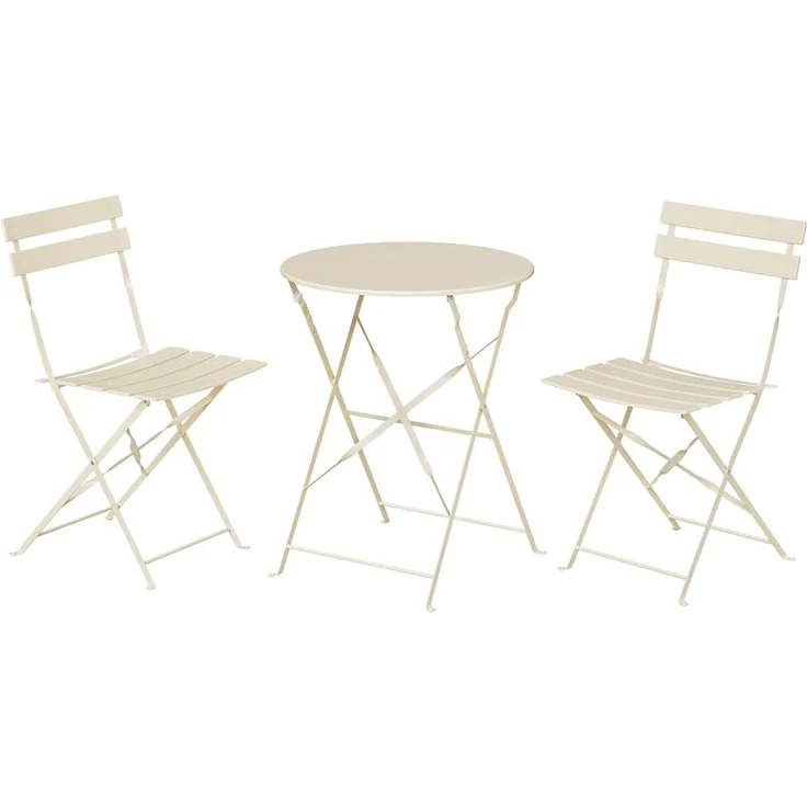 eSituro Gartenmöbel Set 3 Teilig, Bistrotisch mit 2 Stühlen, Beige