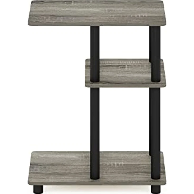 Furinno Turn-N-Tube C-förmiger Sofa-Beistelltisch, Französische Eiche/Schwarz – Bild 6