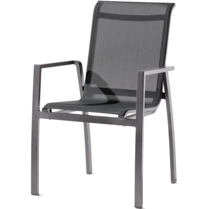 Sieger Malaga Diningsessel mit Polyesterbeschichtung, Aluminium Silbergrau, 69 x 92,5 x 59