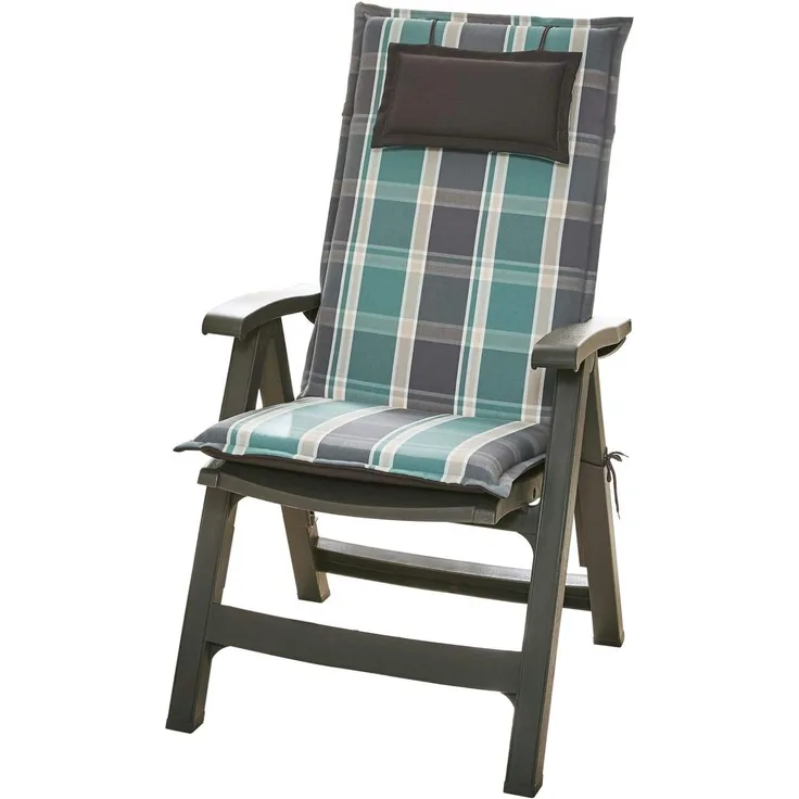 Donau Polsterauflage Sesselauflage Hochlehner Gartenstuhl Polyester 50 x 120 x 6 cm Grau