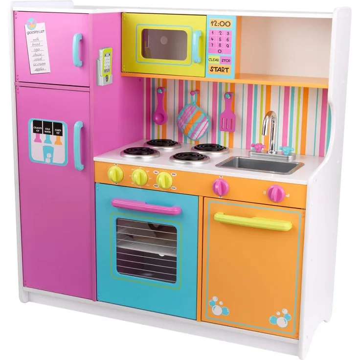 KidKraft 53100 Deluxe Big and Bright Hochwertige Spielküche aus Holz, Bunt