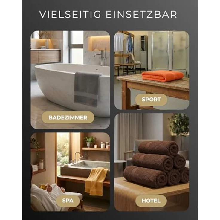 Luckytowel Handtücher Set 50x100 cm, Oeko-TEX Frottee Handtuchset 100% Baumwolle, 600 g/m², flauschig & saugstark, 4er Pack Dunkelblau – Bild 5