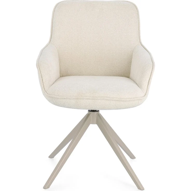 Esszimmerstuhl Matilda mit Armlehne, Stoffbezug modern drehbar, beige Moon, gepolstert, Metallgestell – Bild 3