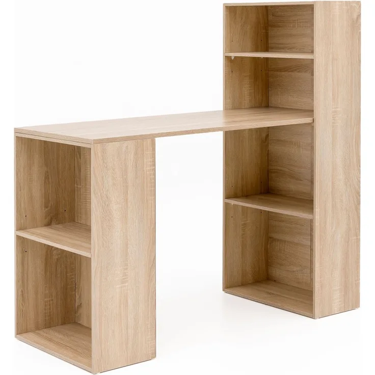 Wohnling Schreibtisch mit Regal 120 x 120 x 53 cm Sonoma