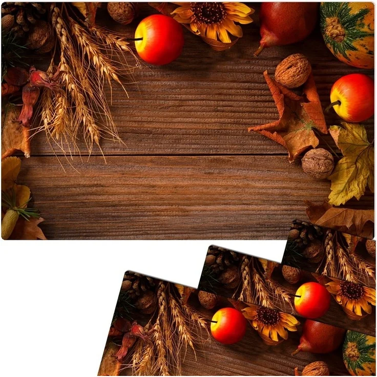 matches21 HOME & HOBBY Platzset Abwaschbare Tischsets 4er Set Landhaus-Stil Herbst-Ernte Holz-Optik, (4-St), Platzsets als Tisch-Untersetzer und Tisch-Deko für Esstisch Teller – Bild 3