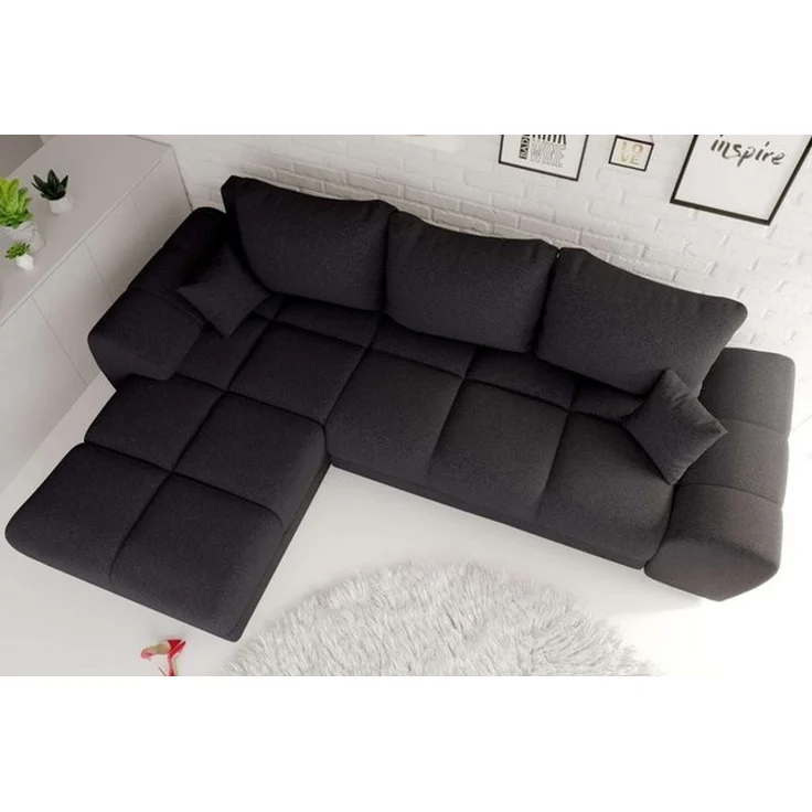 99rooms Antalya Ecksofa Strukturstoff NEVE Schwarz Links mit Schlaffunktion – Bild 4