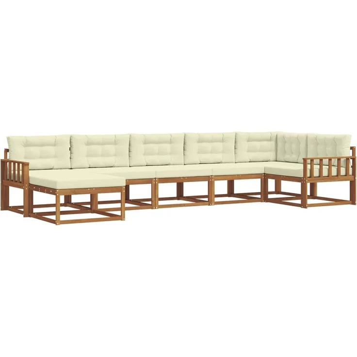 vidaXL Outdoor-Sofagarnitur 7 stk. 7-Sitzer Natur und Creme 3367888 – Bild 2
