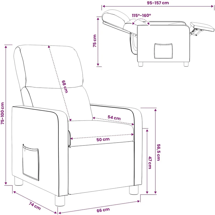 vidaXL Liegesessel Dunkelbraun Polyester 42034821 – Bild 10