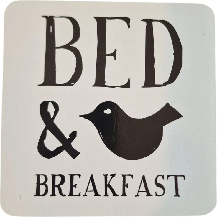 Praktisches 4er Set Retro Untersetzer "Bed & Breakfast", Bierdeckel aus Kork