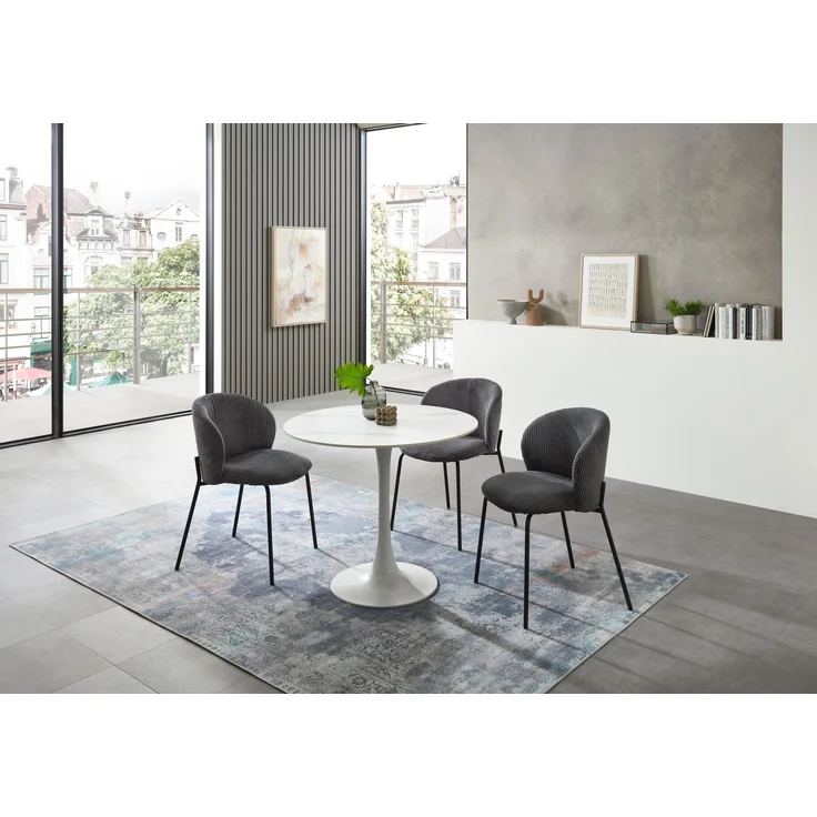 Esstisch >Josh< in weiß, Keramik, Metall - 75x90cm (HxD) – Bild 2