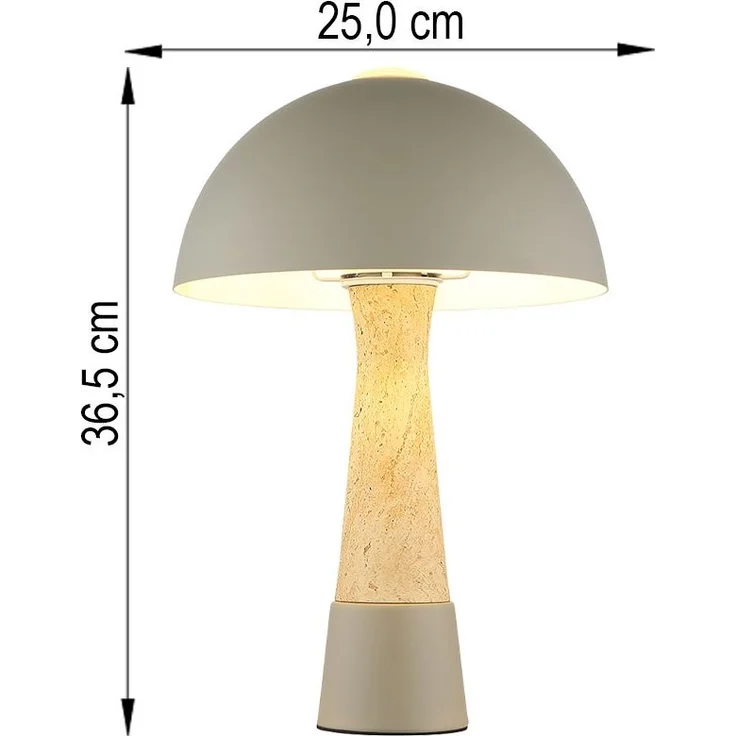 Tischleuchte, Schalter, grau, Travertin-Optik, H 36,5 cm – Bild 10