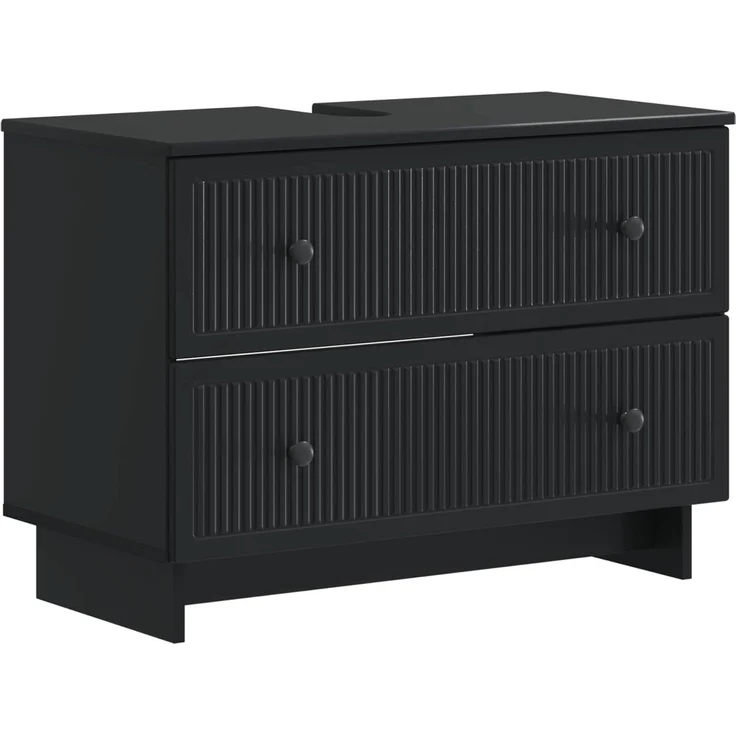 vidaXL 2-teiliges Badezimmer Schrank Set EDE Schwarz Holzwerkstoff 3417658 – Bild 3