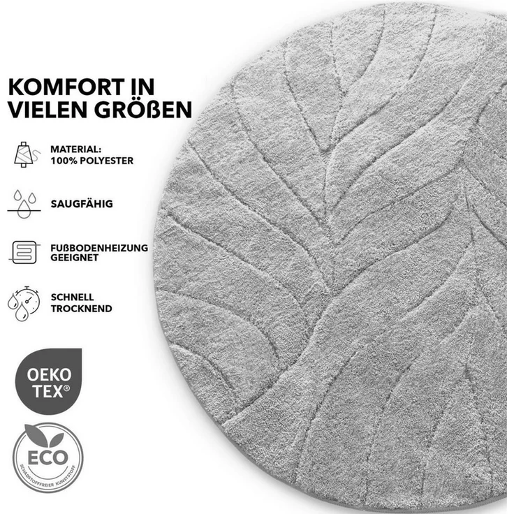Kubus Duschmatte Elara, Runde Badematte aus hochwertiger Mikrofaser, Polyester, Rund, Rutschhemmend und kompatibel mit Fußbodenheizung – Bild 2
