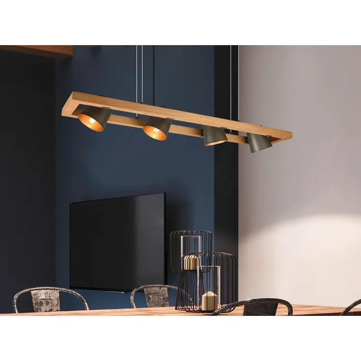 Trio 'Bell' Pendelleuchte 4-flammig, nickel antik,100 x 21 x 150 cm