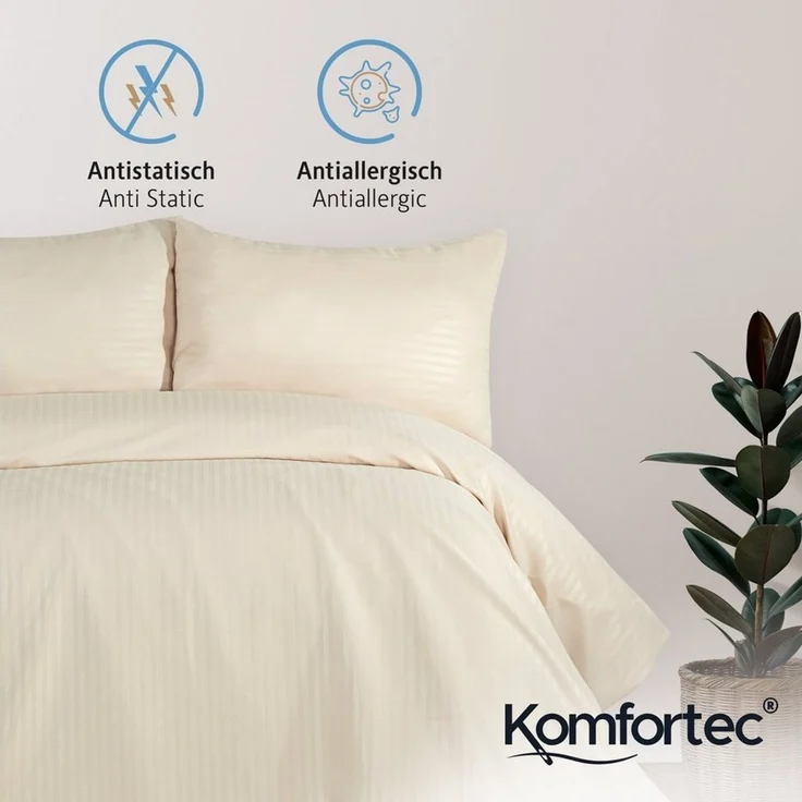 Komfortec Bettwäsche Deluxe, 2&3 Teilig, 140x200 cm, 155x220 cm, 200x200 cm oder 220x240 cm, 100 % Mikrofaser (120 g/m), 3 teilig, Bettwäsche-Sets mit Reißverschluss, Weich und Bügelfrei – Bild 4