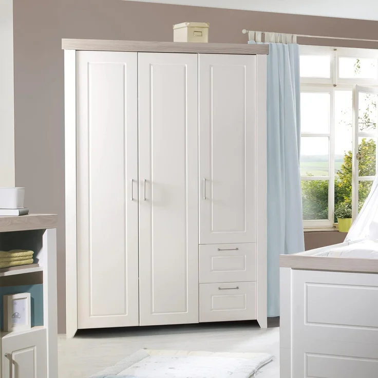 roba Kinderzimmerset 'Felicia' 3-teilig - Bett 70 x 140 - Kleiderschrank 3-türig - Weiß / Luna Elm – Bild 5