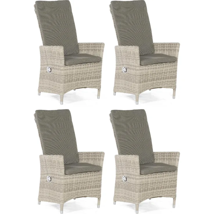 Sonnenpartner 4er-Set Garten-Sessel Solares Aluminium mit Polyrattan white-coral Gartenstuhl Hochleh