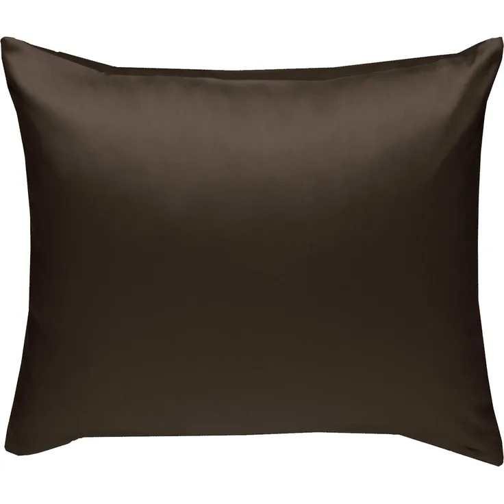 Bettwaesche-mit-Stil Mako-Satin / Baumwollsatin Bettwäsche uni / einfarbig dunkelbraun Kissenbezug 50x50 cm