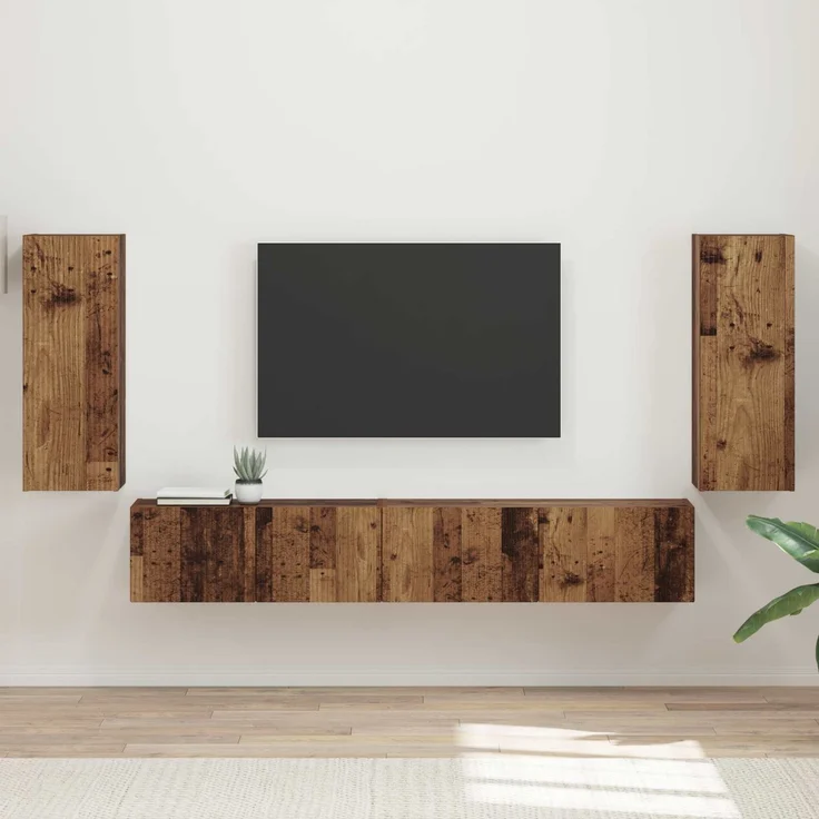 vidaXL TV-Schrankset 4 pcs Altholz Holzwerkstoff 3409166 – Bild 1