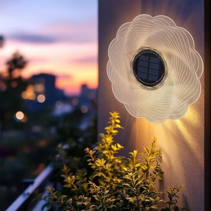 Spetebo LED Wandleuchte Solar Blume transparent - 18 cm, Solar betrieben, LED fest integriert, warm weiß, inklusive Erdspieß und Montagematerial – Bild 7
