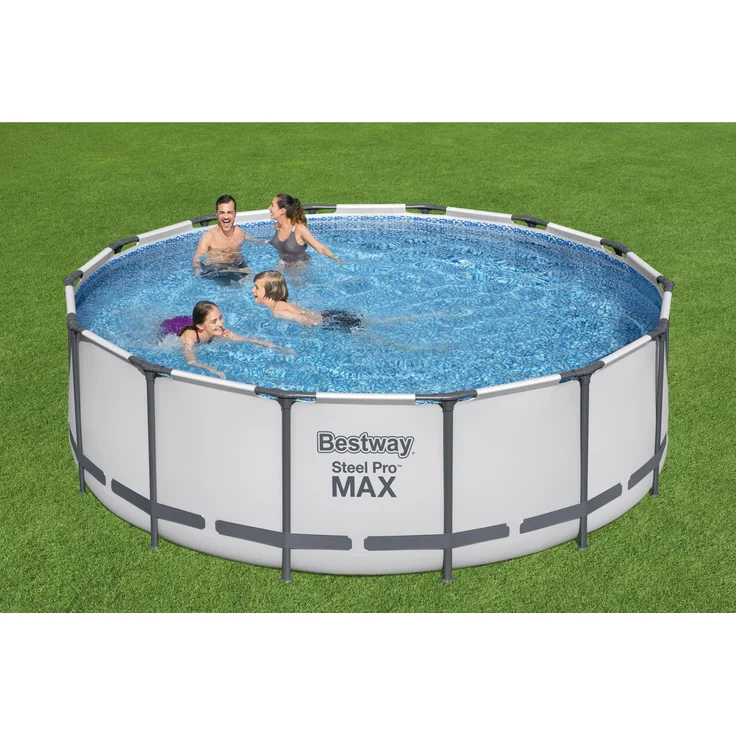 Bestway® Steel Pro MAX™ Ersatz Frame Pool ohne Zubehör Ø 396 x 122 cm, lichtgrau, rund – Bild 9