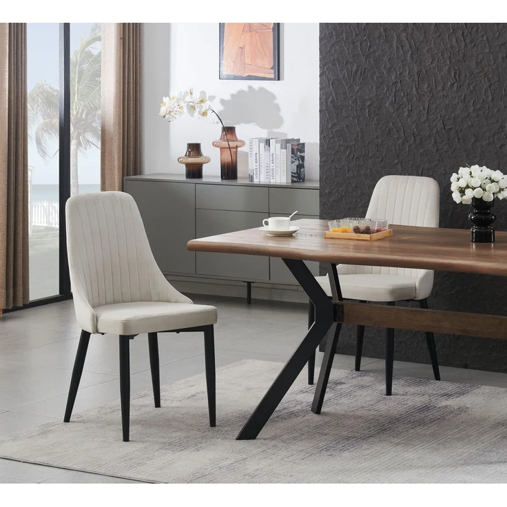 Stuhl 2er Set Monaco Stühle in Creme - gemütliches Design - Top Qualität B/H/T: 44x88x58 cm – Bild 2