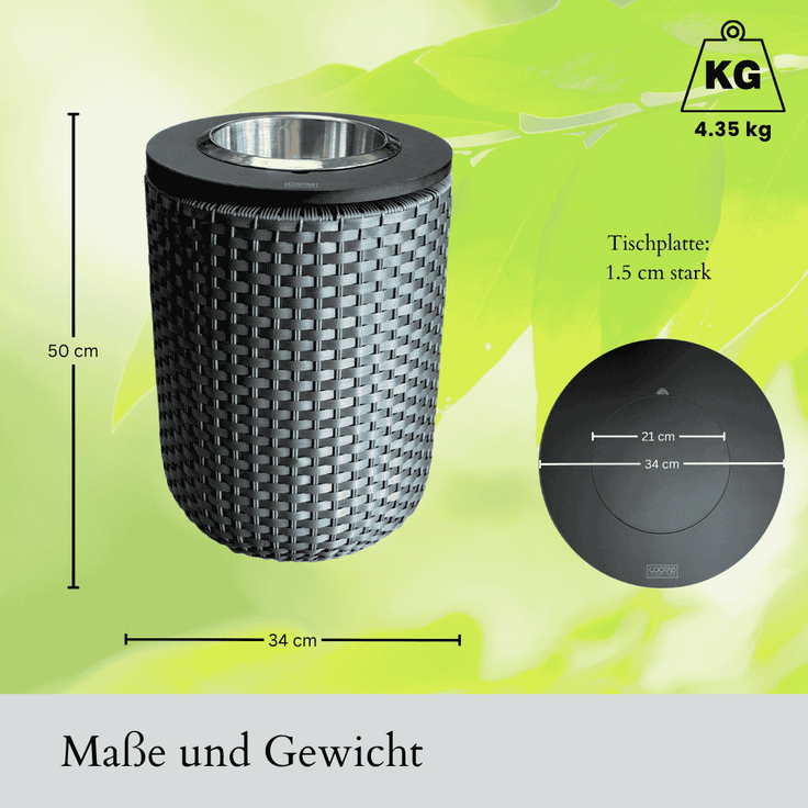 COOTAB Cooler Table LONDON 4-in-1 Loungetisch mit Edelstahl-Kühler - Anthrazit/Schwarz – Bild 5