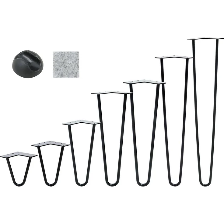 VENDOMNIA Tischbein Hairpin 4er Set, Metall, aus Stahl, 2 oder 3 Streben, Größenwahl, Haarnadel Möbelfüße,Hairpin Legs Tischgestell,Couchtisch, Schreibtisch – Bild 1