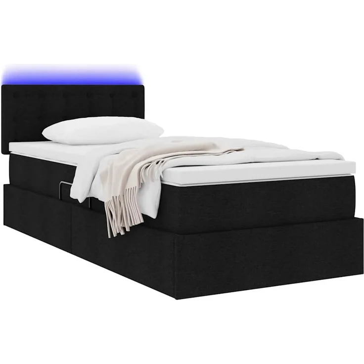 vidaXL LED-Speicherbett mit Matratze Schwarz 90 x 190 cm Stoff 3371240 – Bild 3