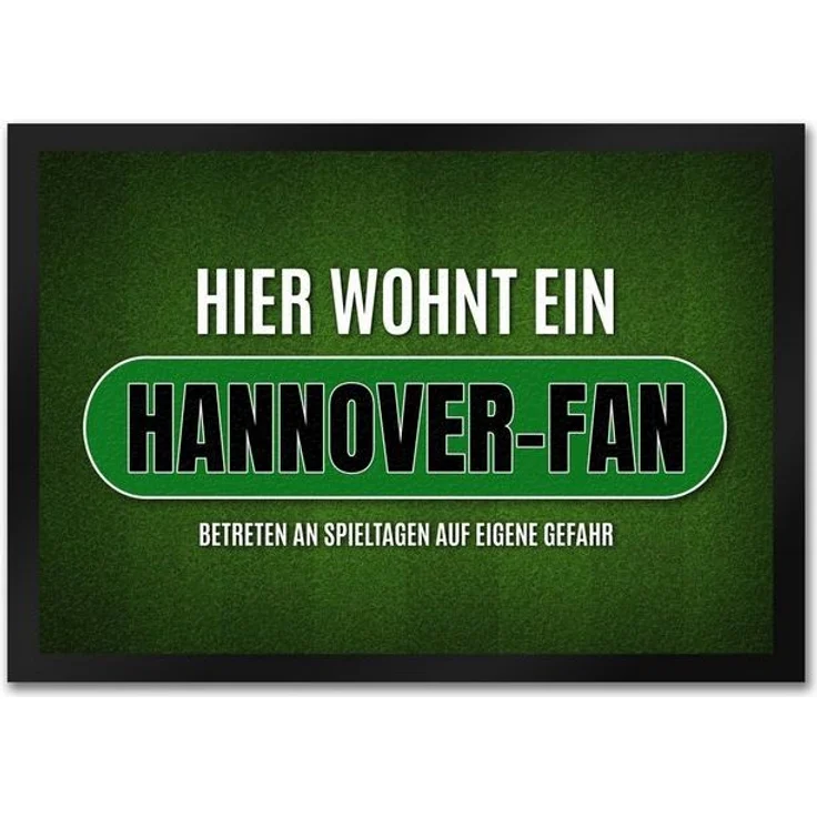 speecheese Fußmatte Hier wohnt ein Hannover Fan Fußmatte mit Rasen Motiv Fußball Stadion – Bild 2