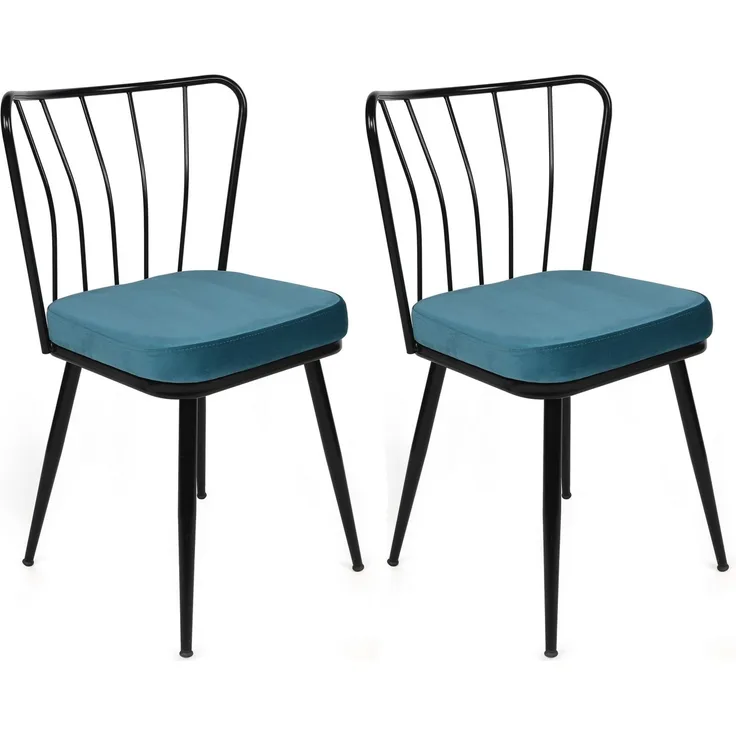 Skye Decor 'Yıldız-952 V2' Stuhlset (2-teilig), Blau / Schwarz, 43 x 82 x 42 cm