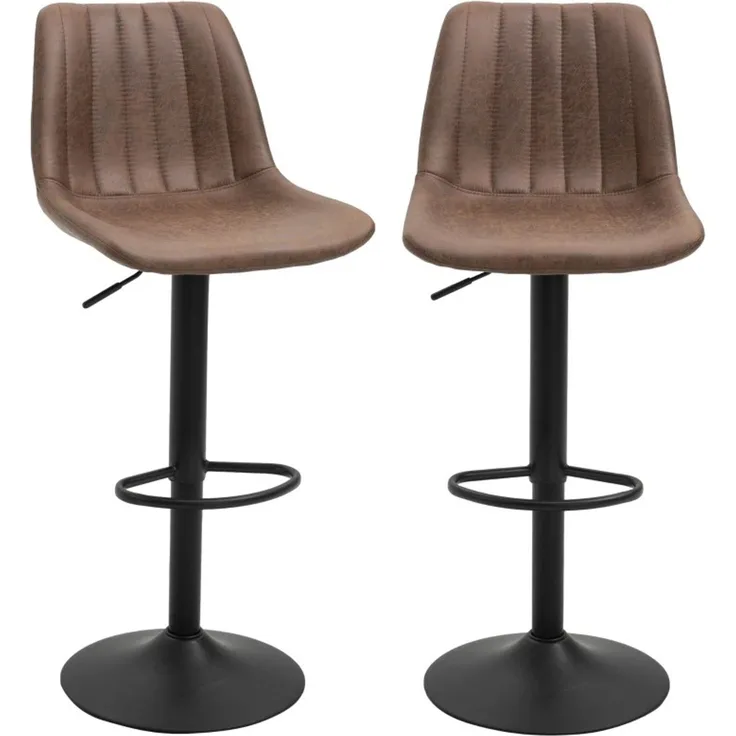 2er-Set Barhocker Küchenhocker höhenverstellbar mit Fußstützen Drehstuhl Braun Polyester 43 x 46 5 x 89-110 cm für Bar Küche--Braun--43x46.5x110cm--YOUDENOVA