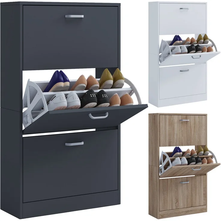 VCM Schuhschrank Sipos 914099 Sonoma-Eiche (Sägerau) H. 105 x B. 59 x T. 22 cm