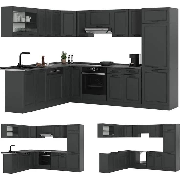 Eckküche R-Line Anthrazit Landhaus/Anthrazit 287 x 227 cm, AP Anthrazit Vicco – Bild 7